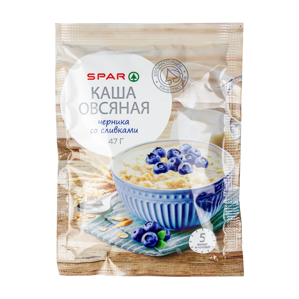 Каша овсяная SPAR Черника со сливками 47г