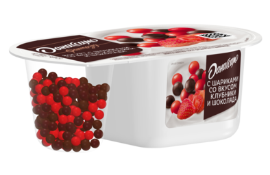 Йогурт Даниссимо Фантазия Хрустящие шарики Шоколад/Клубника 3,4% 105г БЗМЖ