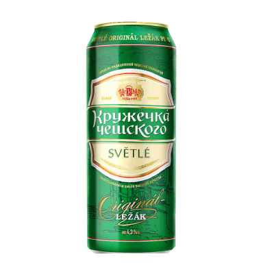 Пиво светлое Кружечка Чешского 0,43л 4,3% ж/б