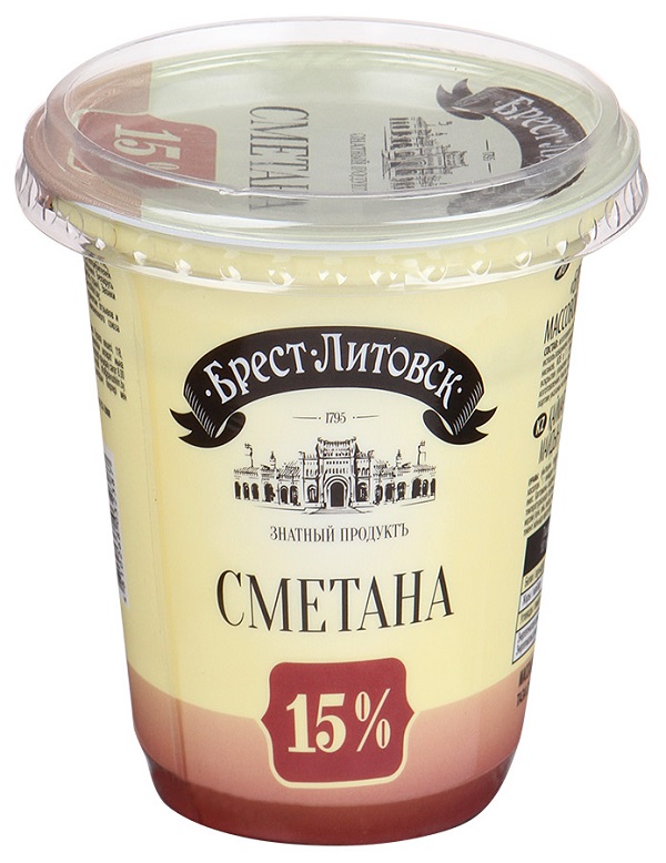 Сметана Брест-Литовск 15% 300г БЗМЖ