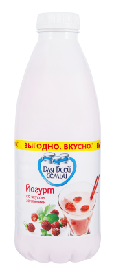 Йогурт питьевой Для всей семьи Клубн/Землян 1% 930г БЗМЖ