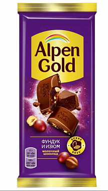 Шоколад Альпен Голд молочный Фундук/Изюм 80г