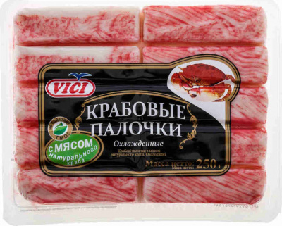 Палочки крабовые Вичи с мясом натурального краба охл 250г