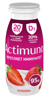 Напиток кисломолочный Актимуно Клубника 1,5% 95г БЗМЖ