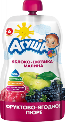 Пюре Агуша Яблоко/Ежевика/Малина с 5мес д/п 90г