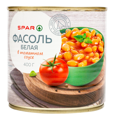 Фасоль белая SPAR в т/с 400г ж/б