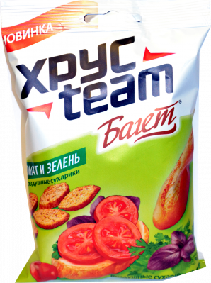 Сухарики пшеничные Хрустим Багет Томат/Зелень 60г