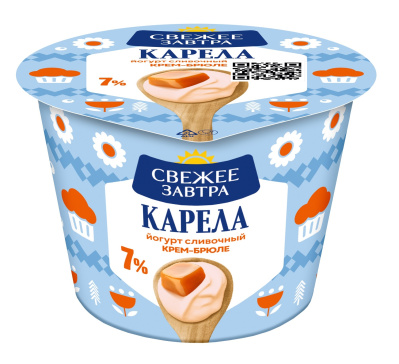 Йогурт сливочный Карела Свежее Завтра Крем-брюле 7% 180г БЗМЖ