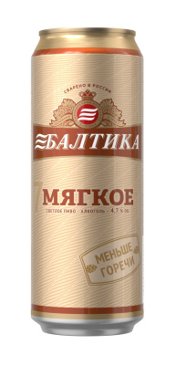 Пиво светлое Балтика Мягкое №7  0,45л 4,7% ж/б