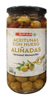 Оливки зеленые со специями SPAR 680г