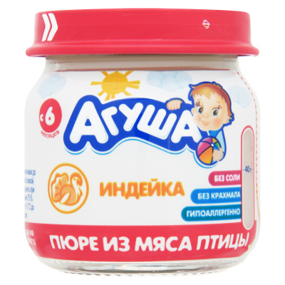 Пюре Агуша Индейка с 6мес ст/б 80г