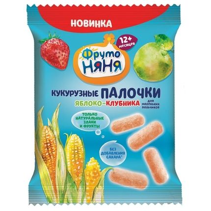 Палочки кукурузные ФрутоНяня Яблоко/Клубника с 12мес 20г