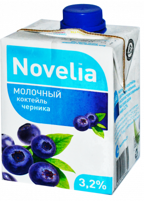 Коктейль молочный Новелия Черника 3,2% 470г БЗМЖ