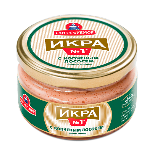 Икра мойвы СантаБремор деликатесная с копченым лососем 180г