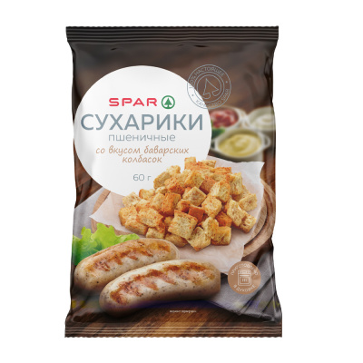 Сухарики пшеничные SPAR Баварские колбаски 60г