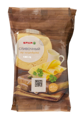 Сыр Сливочный SPAR 45% флоупак 180г БЗМЖ