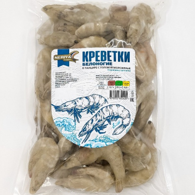 Креветки Нерия белоногие в панцире с головой с/м 700г