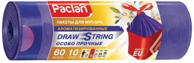 Мешки для мусора Paclan Aroma с тесьмой 60л 10шт фиолетовый