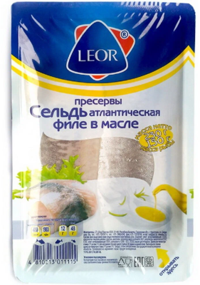 Сельдь филе Леор атлантическая соленая в масле 230г