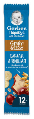 Батончик фруктово-злаковый Гербер ДоРеМи банан вишня 25г