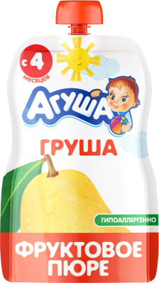 Пюре Агуша Груша с 4мес д/п 90г