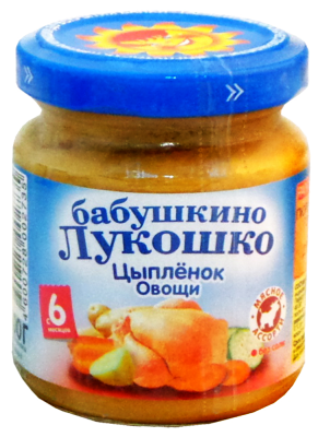Пюре Бабушкино Лукошко Цыпленок/Овощи с 6 мес ст/б 100г