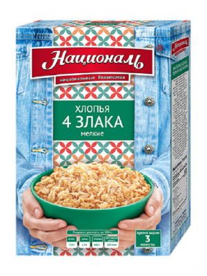 Хлопья 4 злака Националь мелкие 400г