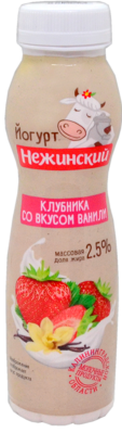 Йогурт питьевой Нежинская МФ Клубника/Ваниль 2,5% 275г БЗМЖ