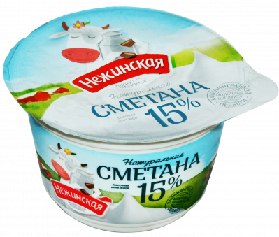 Сметана Нежинская МФ 15% 180г БЗМЖ