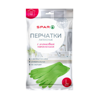 Перчатки латексные SPAR Хлопковое напыление (L)