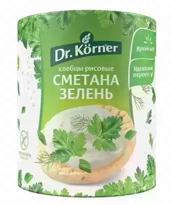 Хлебцы рисовые Др Кёрнер Сметана/Зелень 80г