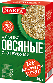 Хлопья овсяные Макфа с отрубями к/к 400г