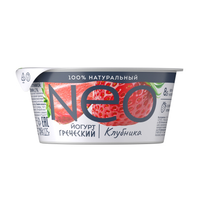 Йогурт Греческий Нео Клубника 1,7% 125г БЗМЖ