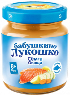 Пюре Бабушкино Лукошко Семга/Овощи с 8мес ст/б 100г