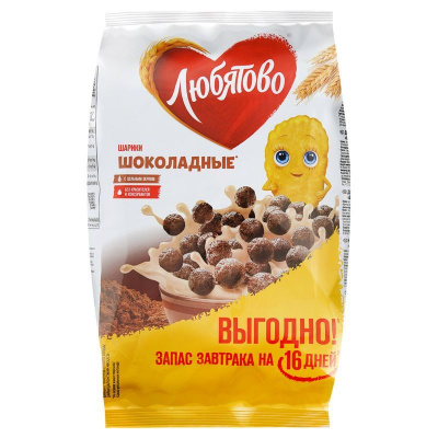 Завтрак готовый Любятово Шарики шоколадные 500г