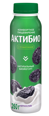 Биойогурт питьевой Актибио Чернослив 1,5% 260г БЗМЖ
