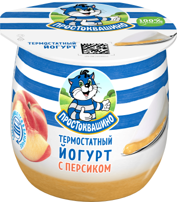 Йогурт термостатный Простоквашино Персик 3,4% 160г БЗМЖ