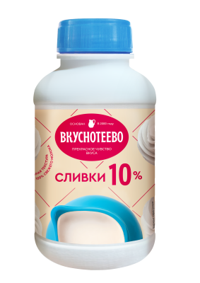 Сливки ультрапастеризованные Вкуснотеево 10% 450г БЗМЖ