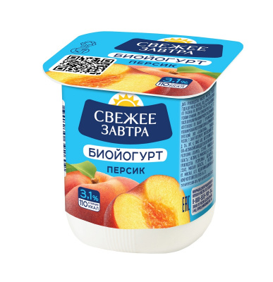 Биойогурт Свежее Завтра Персик 3,1% 125г БЗМЖ