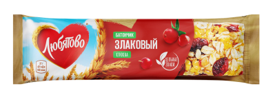 Батончик злаковый Любятово Клюква 27г