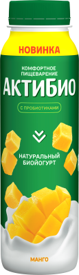 Биойогурт питьевой Актибио Манго 1,5% 260г БЗМЖ