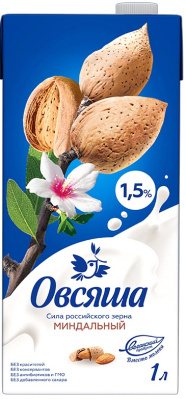 Напиток растительный Овсяша Миндаль 1л