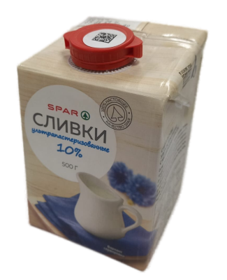 Сливки ультрапастеризованные SPAR 10% т/п 500г БЗМЖ