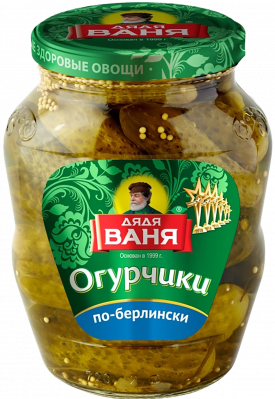 Огурчики маринованные по-Берлински Дядя Ваня 680г ст/б