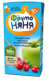 Сок ФрутоНяня Яблоко/Шиповник осветленный с 5 мес т/п 200мл