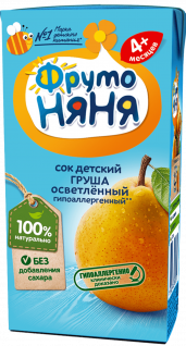 Сок ФрутоНяня Груша осветленный гипоаллергенный с 4-х мес т/п 200мл