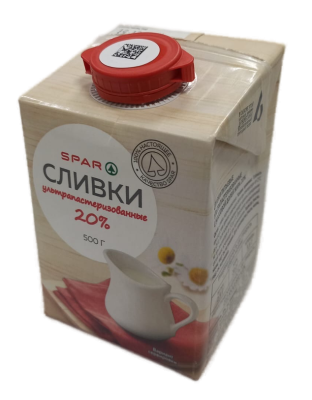 Сливки ультрапастеризованные SPAR 20% т/п 500г БЗМЖ