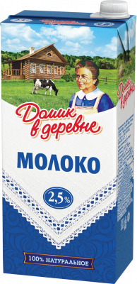 Молоко ультрапастеризованное Домик в деревне 2.5% 950г БЗМЖ