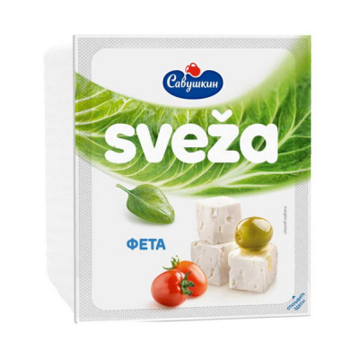 Сыр рассольный Фета Свежа Савушкин 45% мультивак в/у 200г БЗМЖ