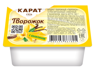 Продукт творожный Карат Ваниль 10% 100г БЗМЖ